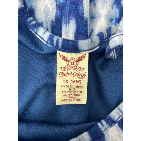 Summer Sleeveless Maxi Dress Blue White Tie Dye Pattern Sz 1X - Picture 5 of 8